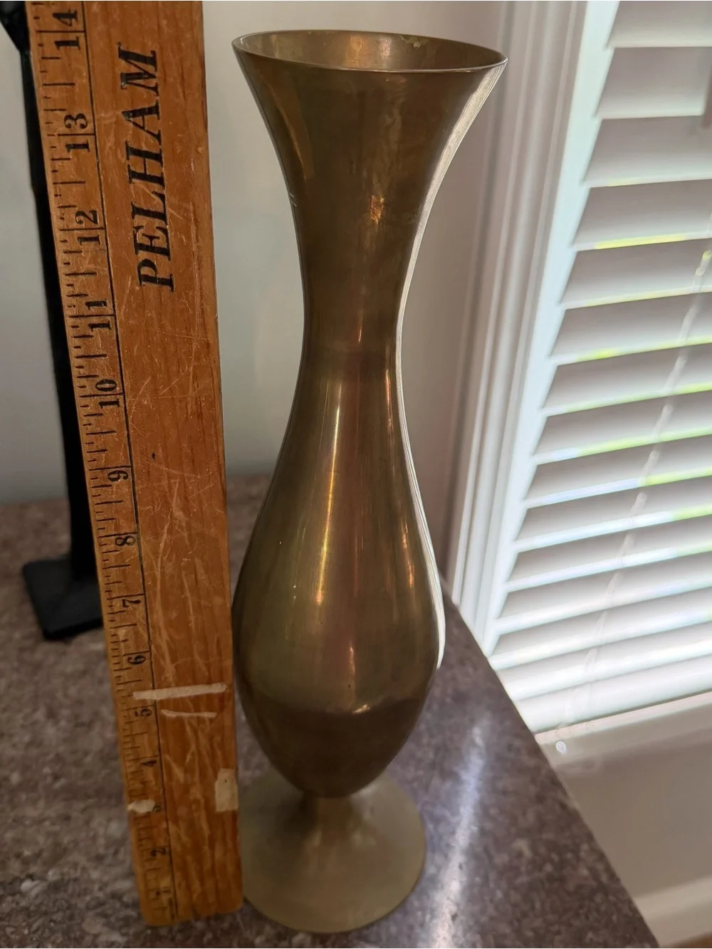 Vintage Vase Tall Fluted Brass MCM